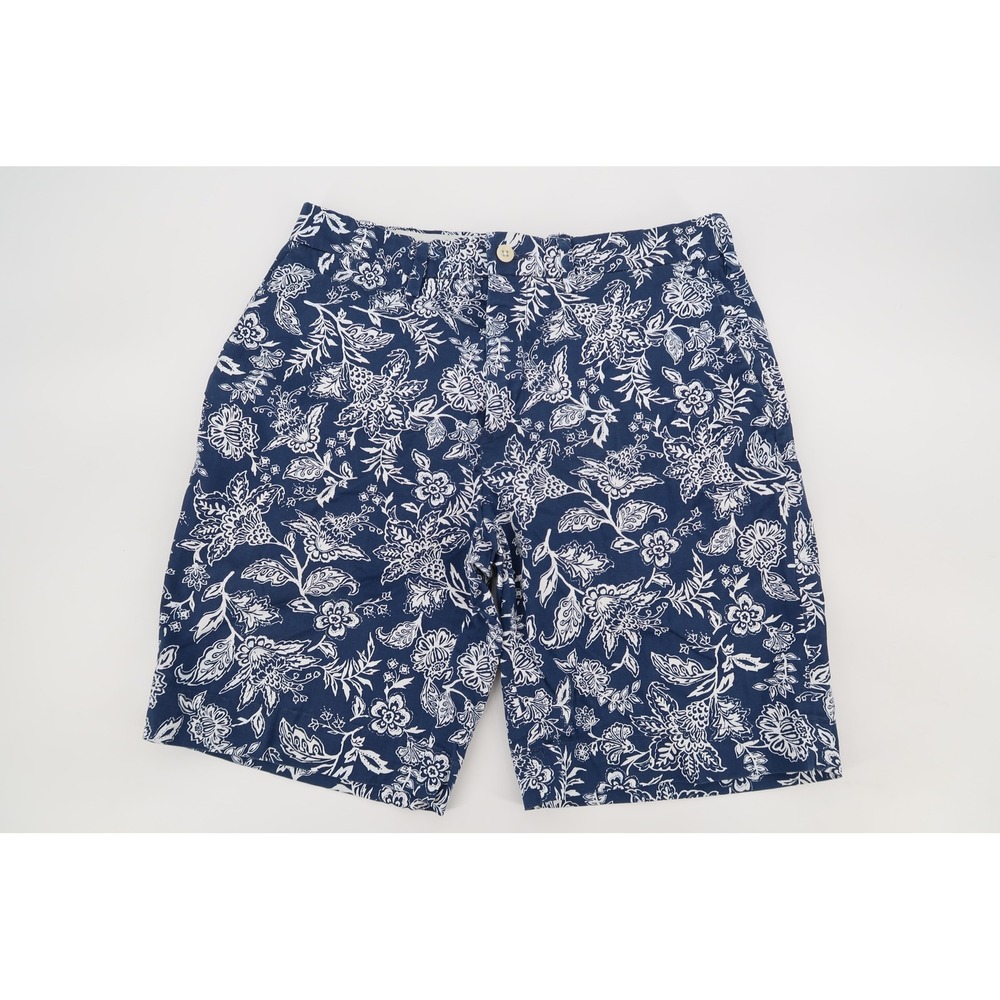 Polo Ralph Lauren Chino Shorts Mens 30 Navy Blue Floral Stretch Classic Fit
